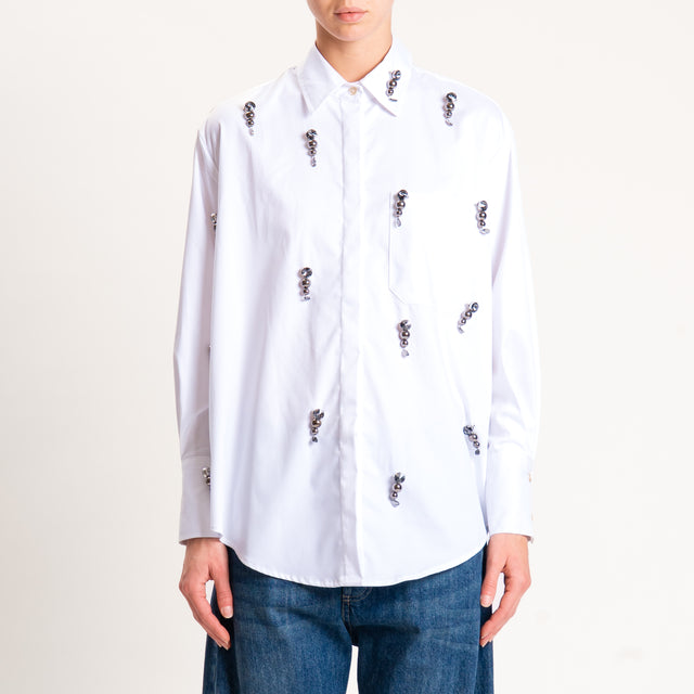 Souvenir-Camicia in cotone oversize con dettagli - bianco