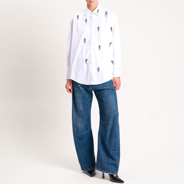 Souvenir-Camicia in cotone oversize con dettagli - bianco