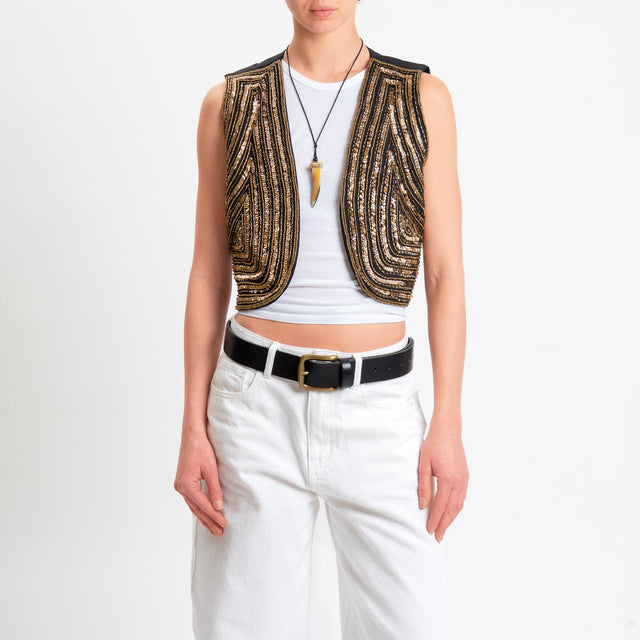 Souvenir-Gilet ricamato con paillettes - nero/oro