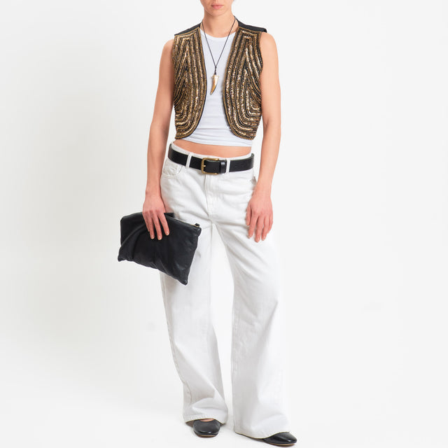 Souvenir-Gilet ricamato con paillettes - nero/oro