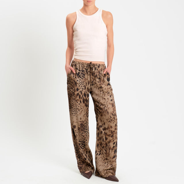 Souvenir-Pantalone maculato con coulisse - beige/nero