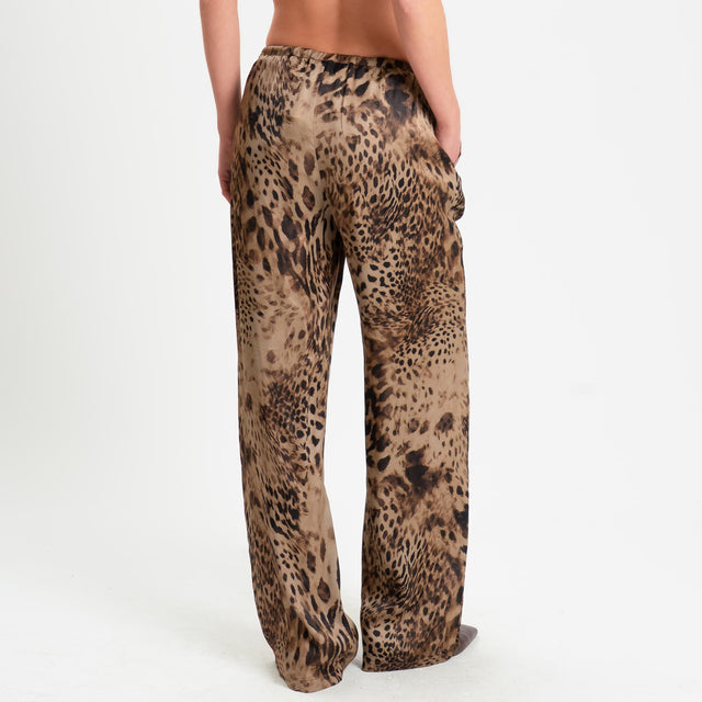 Souvenir-Pantalone maculato con coulisse - beige/nero