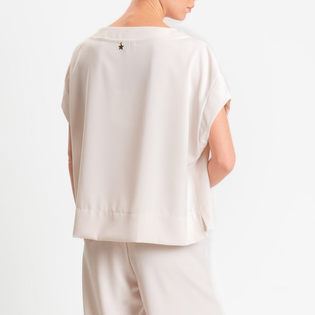 Souvenir-Blusa smanicata tessuto fluido - burro