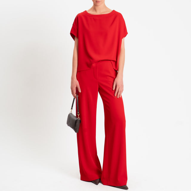 Souvenir-Blusa smanicata tessuto fluido - rosso