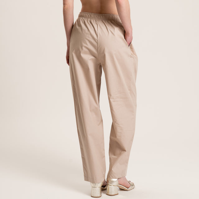 Souvenir-Pantalone popeline elastico in vita - safari