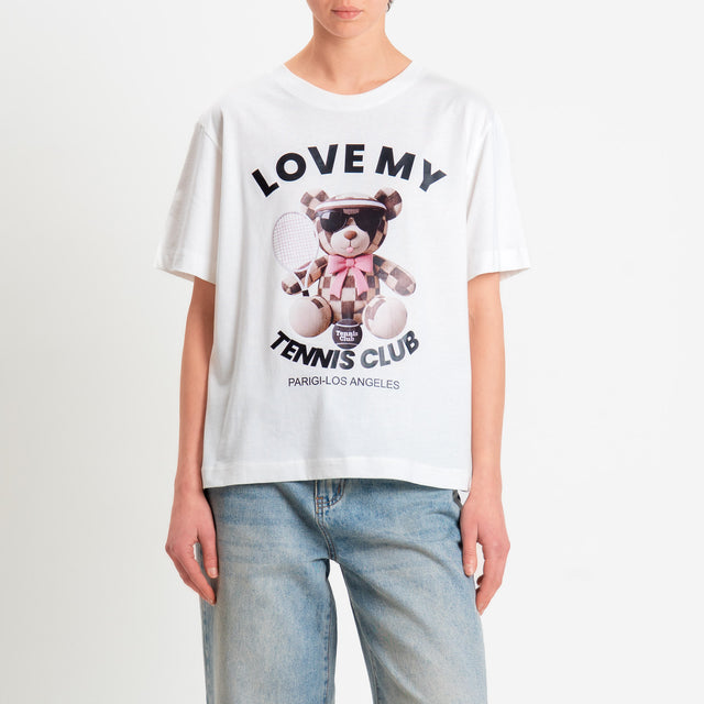 Souvenir-T-shirt stampa orsetto - bianco