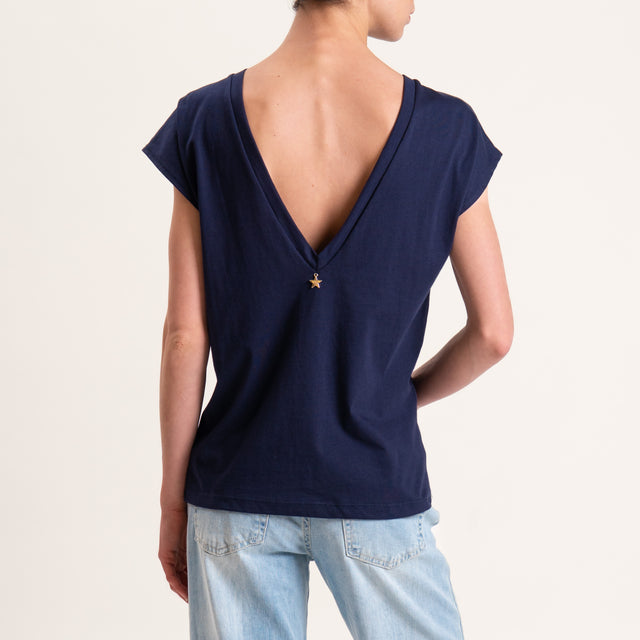 Souvenir-T-shirt scollo v dietro - blu