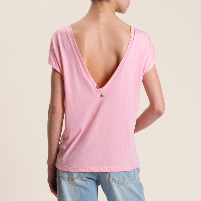 Souvenir-T-shirt scollo v dietro - rosa