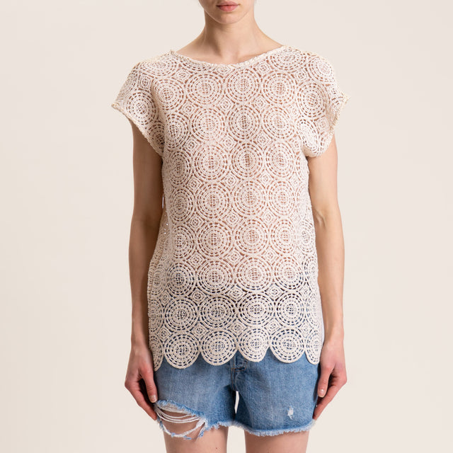 Souvenir-Maglia crochet scollo v dietro - ecru'
