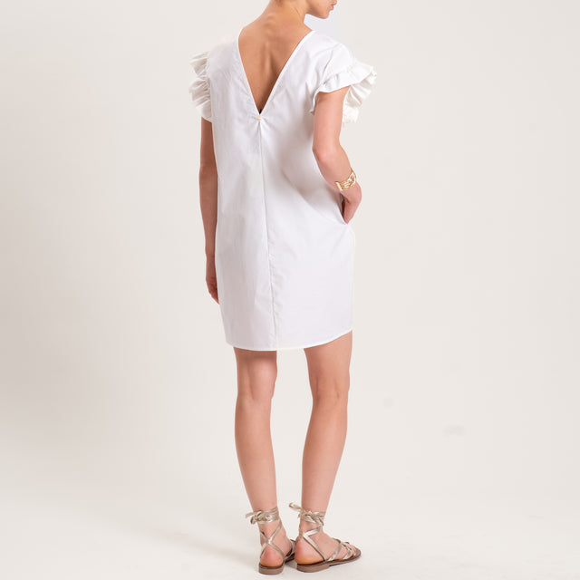 Souvenir-Abito scollo v dietro con rouches - panna