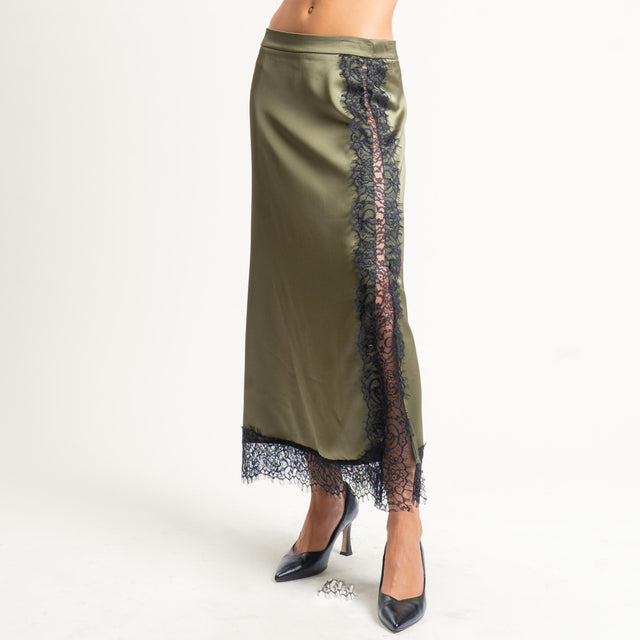 Souvenir-Gonna satin con pizzo - militare
