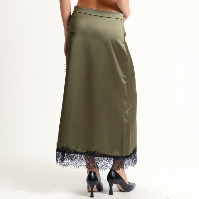 Souvenir-Gonna satin con pizzo - militare