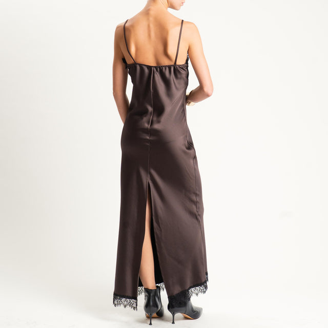 Souvenir-Abito satin con pizzo - moro/nero