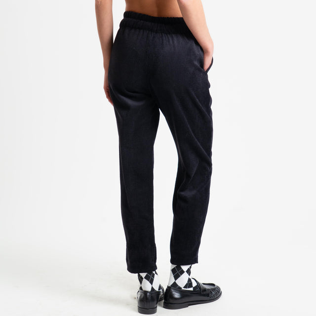 Souvenir-Pantalone velluto elastico in vita - nero