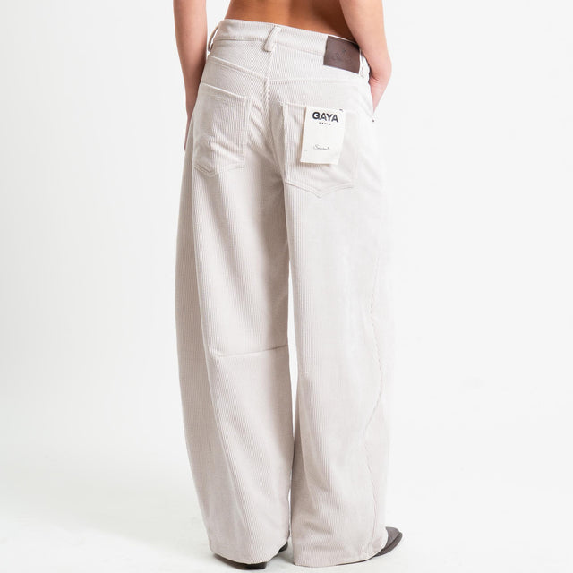 Souvenir-Pantalone GAYA barrel velluto - panna