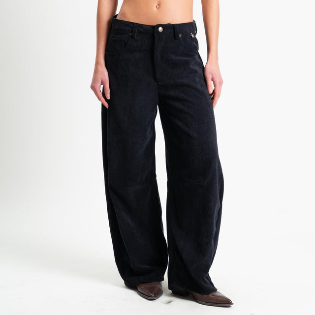 Souvenir-Pantalone GAYA barrel velluto - nero