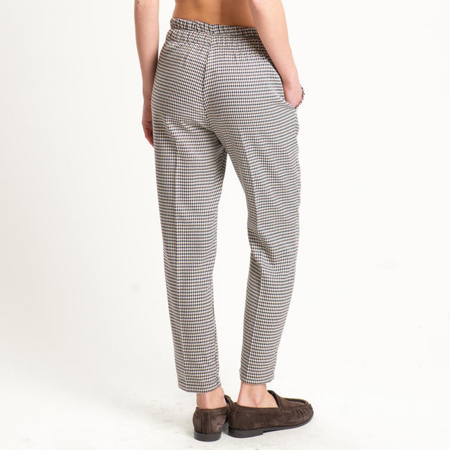 Souvenir-Pantalone pied de poule elastico in vita - moro/burro/nero