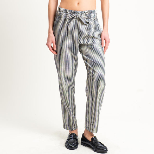 Souvenir-Pantalone pied de poule elastico in vita - nero/burro