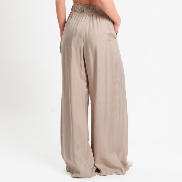 Souvenir-Pantalone elastico in vita tessuto cupro - sand