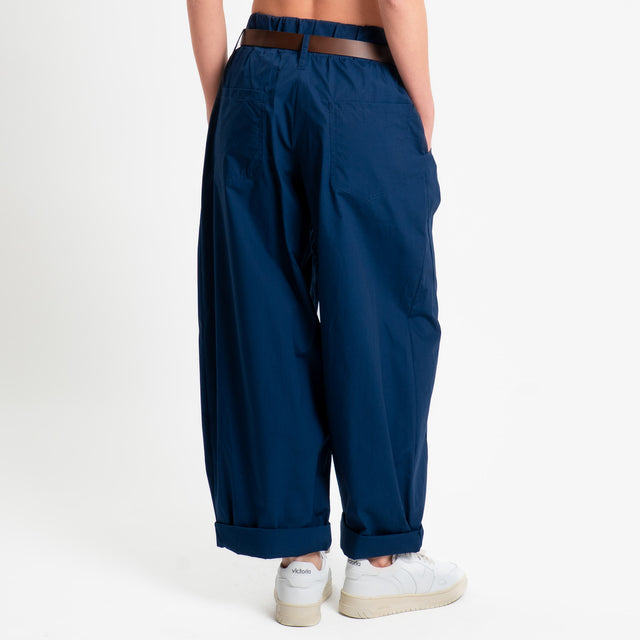 Souvenir-Pantalone barrel elastico in vita - blu