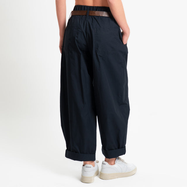 Souvenir-Pantalone barrel elastico in vita - nero