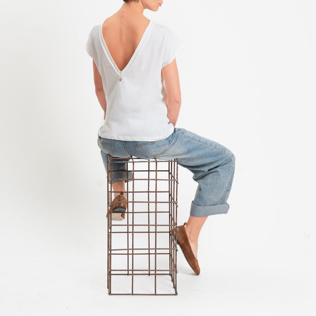 Souvenir-T-shirt scollo v dietro - panna