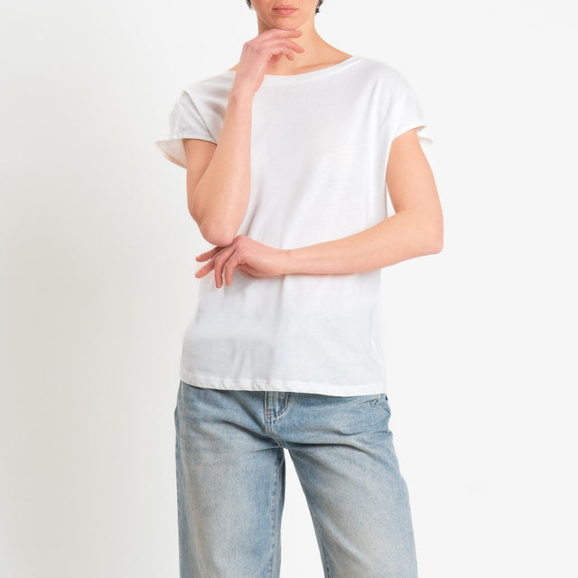 Souvenir-T-shirt scollo v dietro - panna