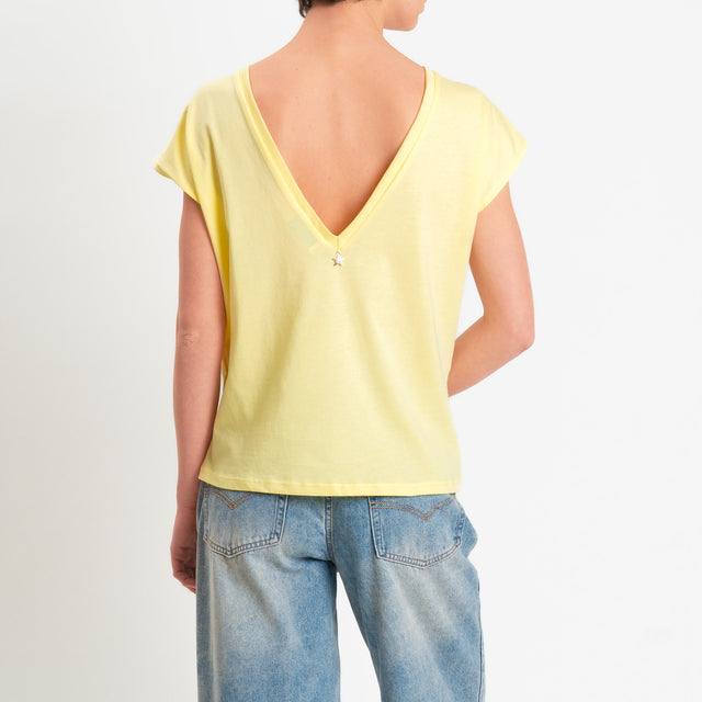 Souvenir-T-shirt scollo v dietro - giallo