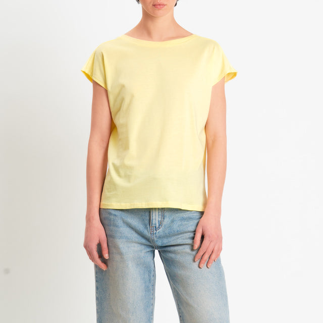 Souvenir-T-shirt scollo v dietro - giallo