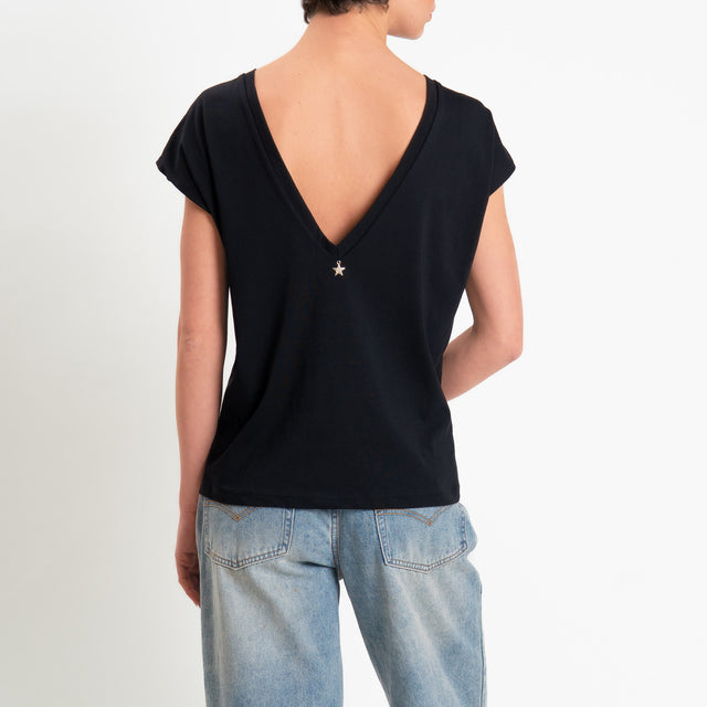 Souvenir-T-shirt scollo v dietro - nero