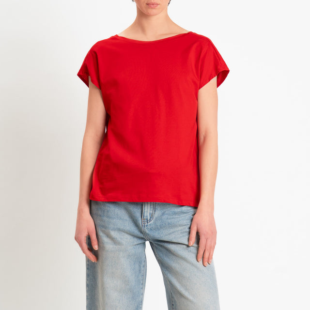 Souvenir-T-shirt scollo v dietro - rosso