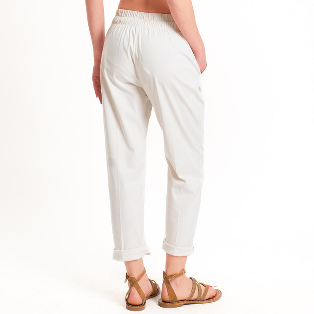 Souvenir-Pantalone cotone elasticizzato con coulisse - panna