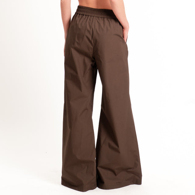 Souvenir-Pantalone popeline wide leg - cioccolato
