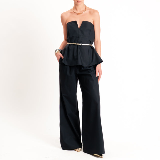 Souvenir-Pantalone popeline wide leg - nero