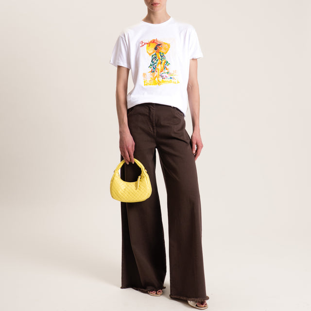 Souvenir-Pantalone wide leg sfrangiato - moka