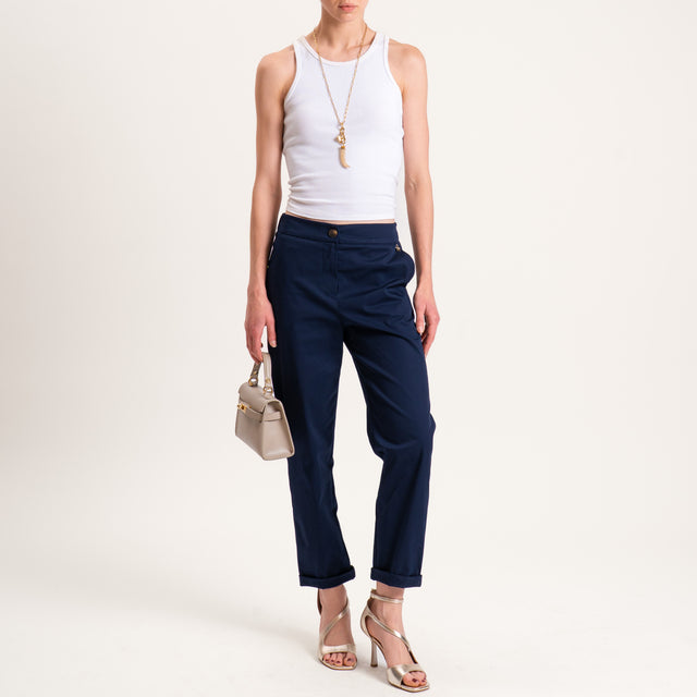 Souvenir-Pantalone popeline elastico dietro - blu