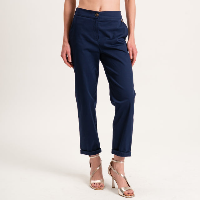 Souvenir-Pantalone popeline elastico dietro - blu