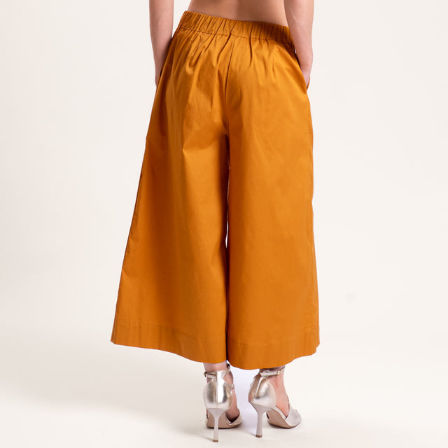 Souvenir-Pantalone crop cotone super light elasticizzato - Senape