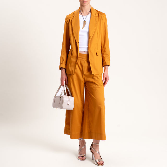 Souvenir-Pantalone crop cotone super light elasticizzato - Senape