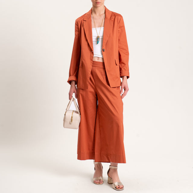 Souvenir-Pantalone crop cotone super light elasticizzato - coccio