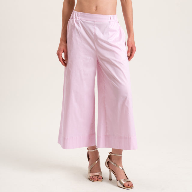 Souvenir-Pantalone crop cotone super light elasticizzato - rosa