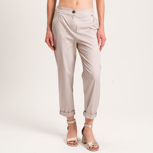 Souvenir-Pantalone cotone super light elasticizzat - sabbia