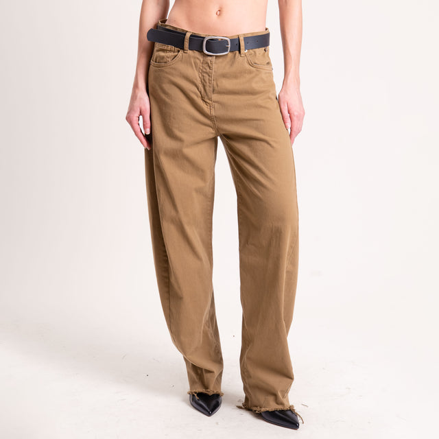Souvenir-Pantalone balloon fit sfrangiato elasticizzato - kaki