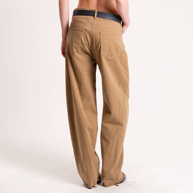 Souvenir-Pantalone balloon fit sfrangiato elasticizzato - kaki