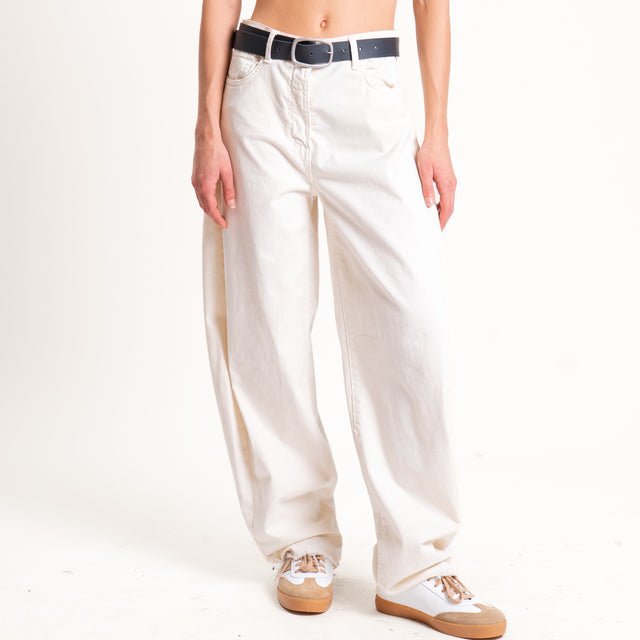 Souvenir-Pantalone balloon fit sfrangiato elasticizzato - burro