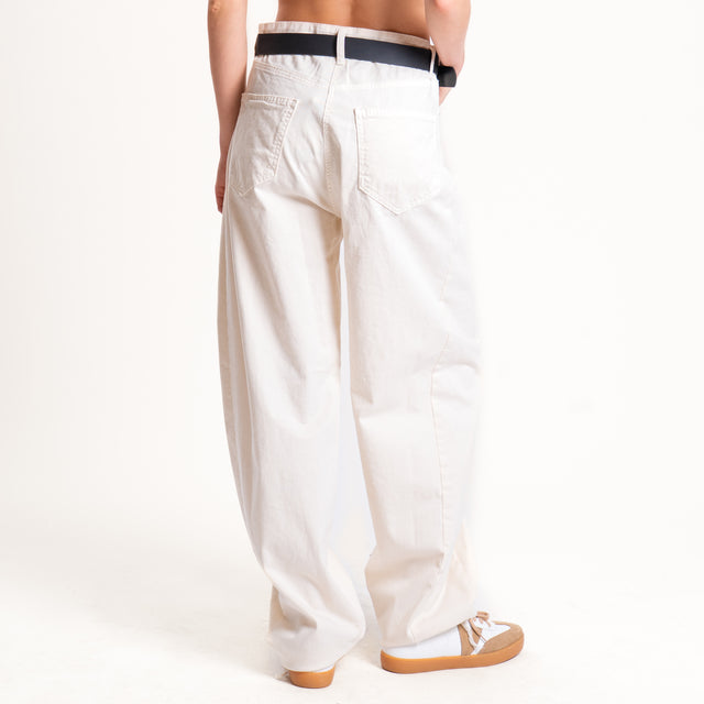 Souvenir-Pantalone balloon fit sfrangiato elasticizzato - burro