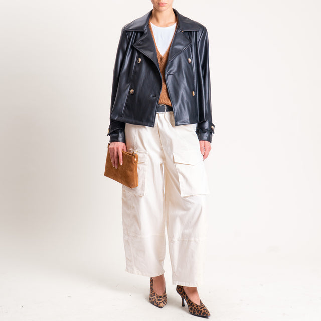 Souvenir-Pantalone cargo elastico in vita - burro