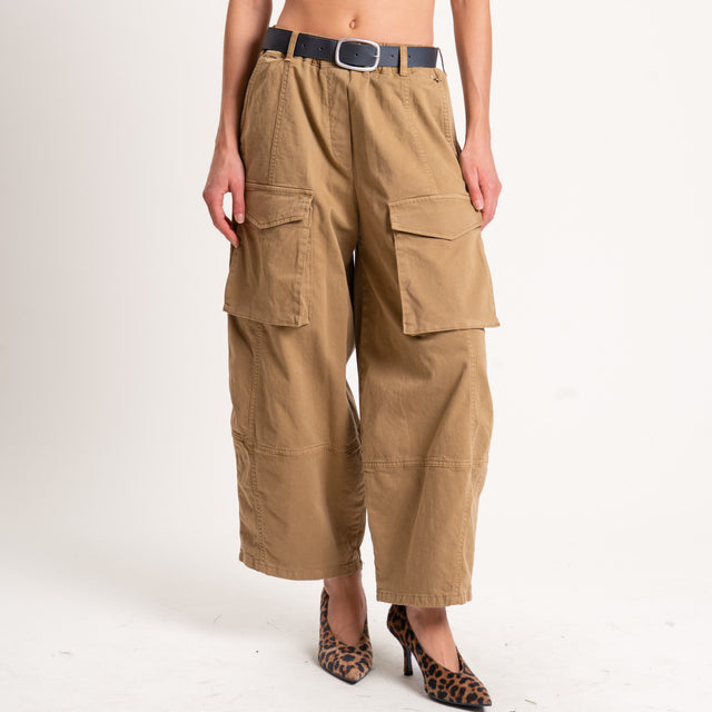 Souvenir-Pantalone cargo elastico in vita - kaki