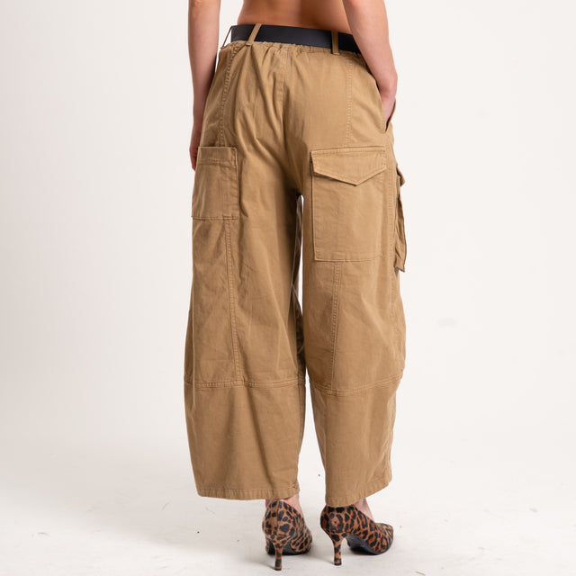 Souvenir-Pantalone cargo elastico in vita - kaki