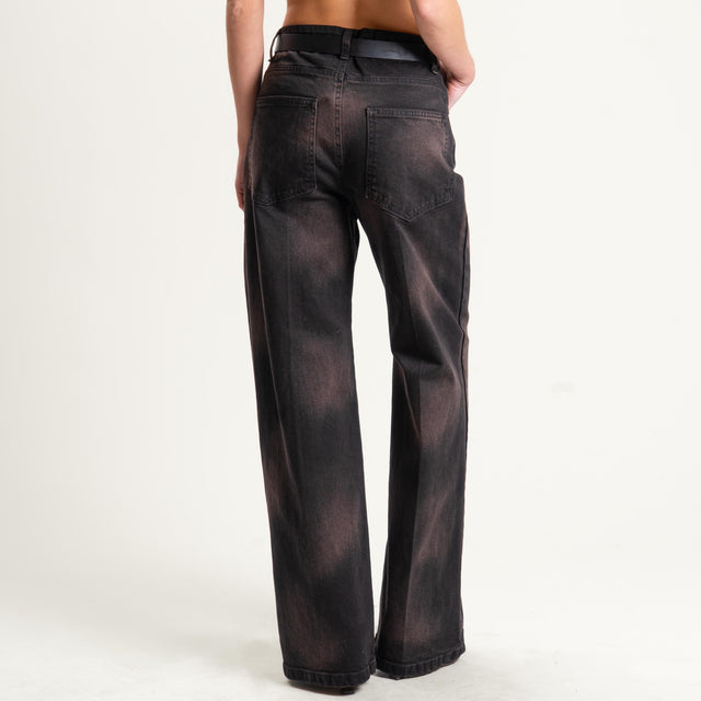Souvenir- Pantalone sfumato con cintura - moro